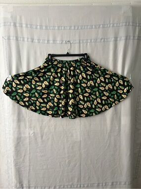 Fancyqube women’s Size Medium Avocado Print Black Mini Skirt Elastic Waist(A637)
